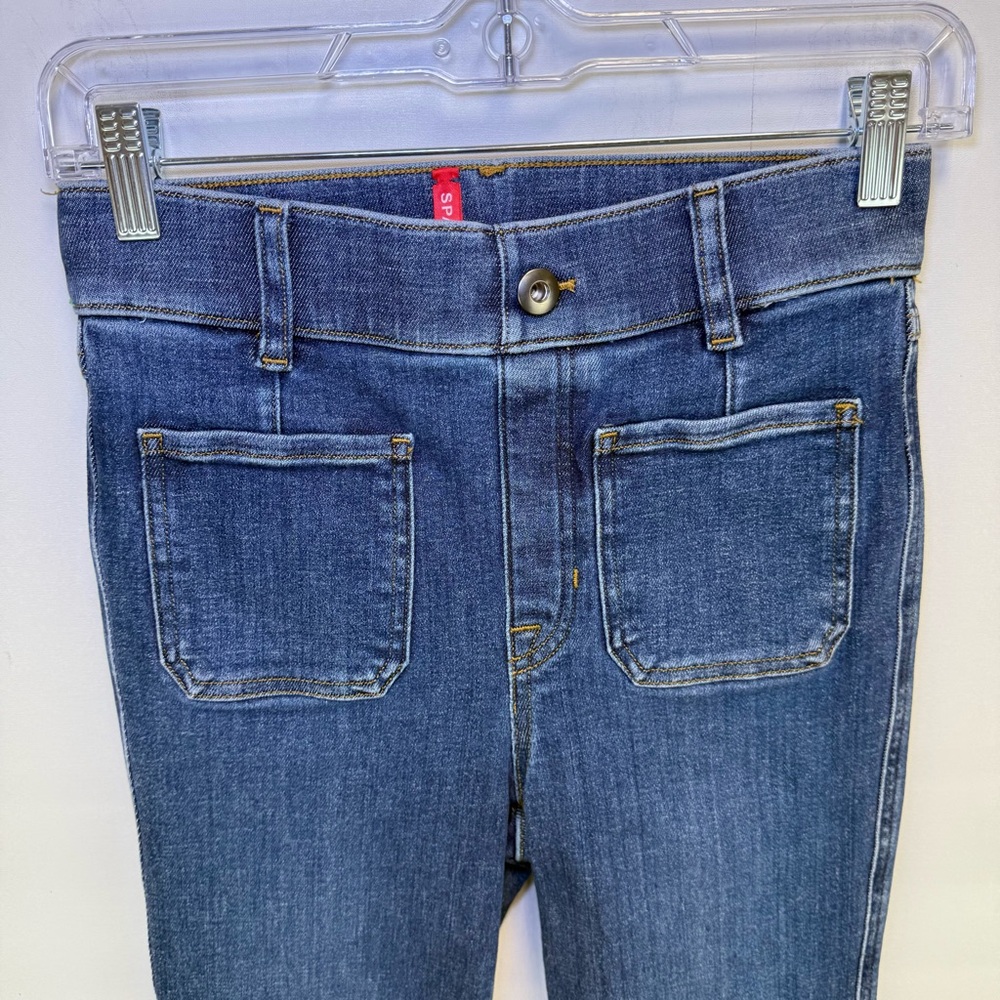 SPANX Flare Jeans with Patch Pockets Authentic Blue XS Tall shape wear Jeans - Picture 4 of 15